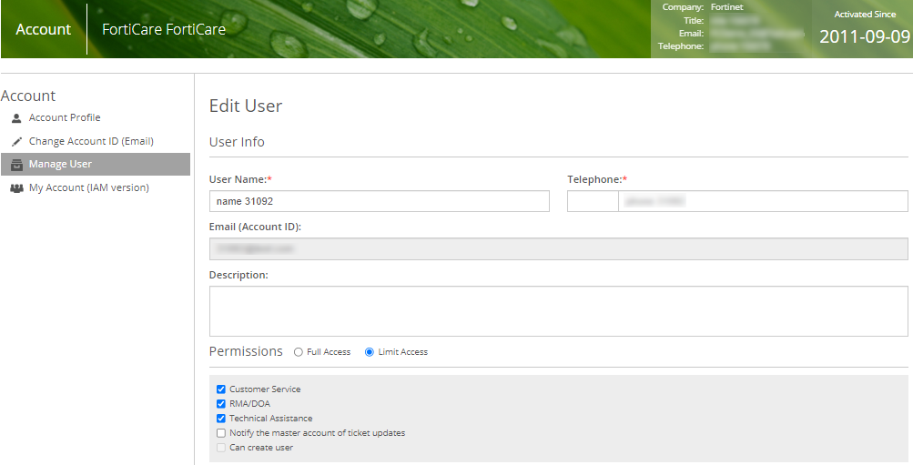 User access | FortiCloud Services 25.1.a | Fortinet Document Library