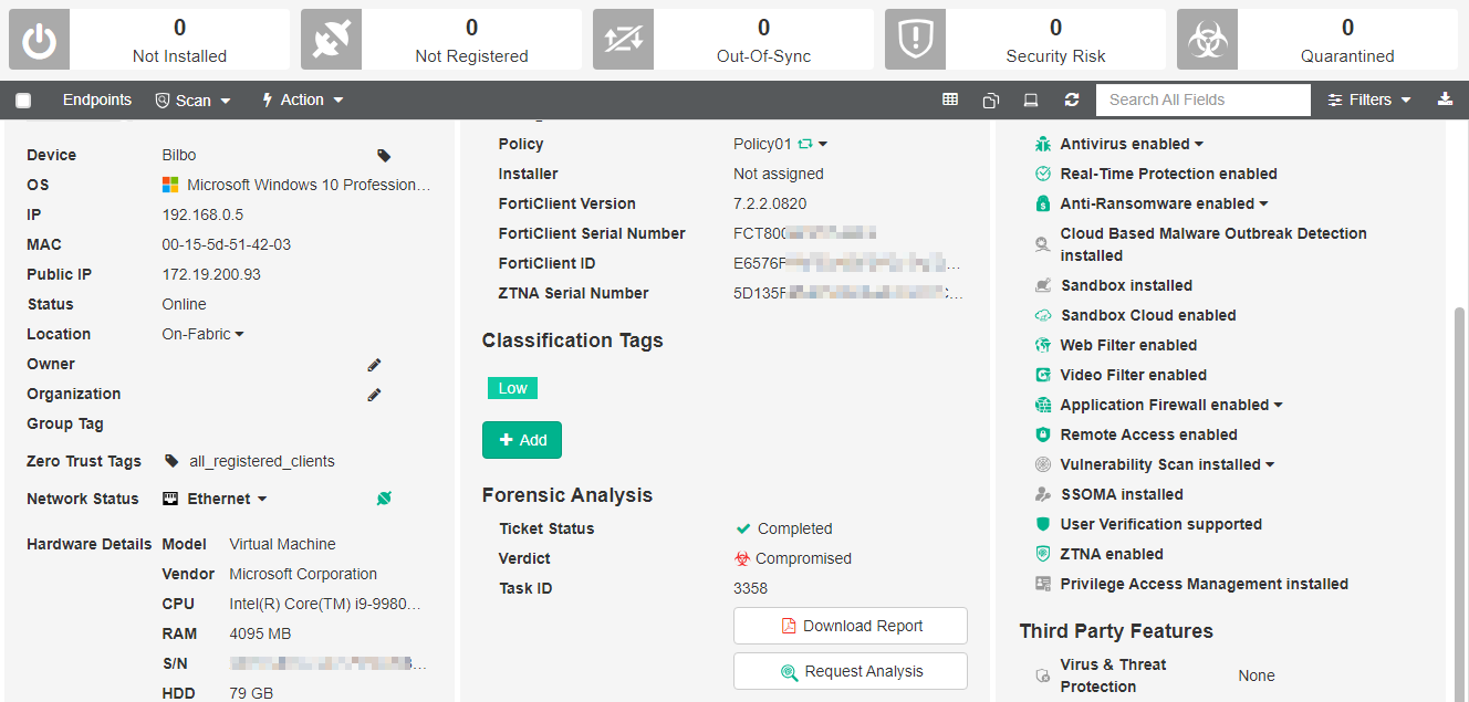 Requesting forensic analysis on an endpoint | FortiClient 7.4.0 ...