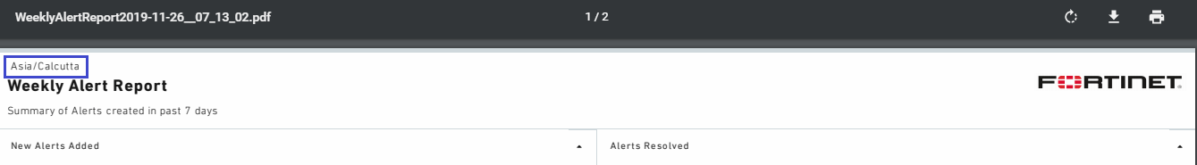 Exported report displaying selected Timezone