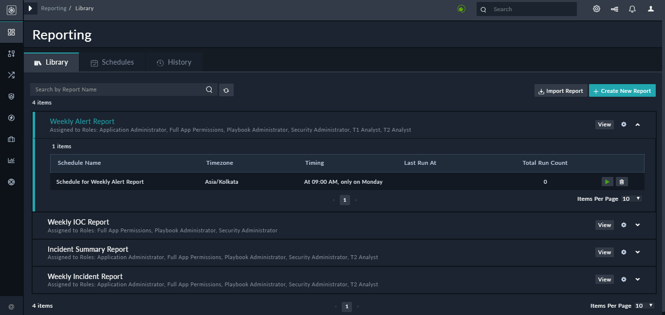 Reports page