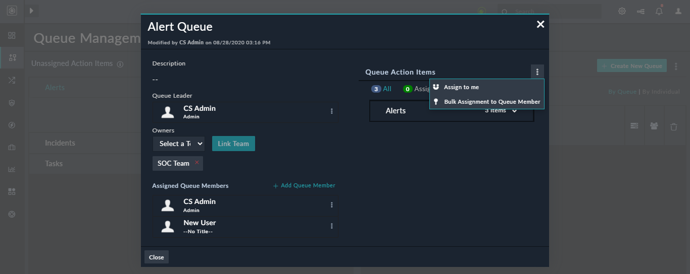 Queue Detail dialog - Assign to me