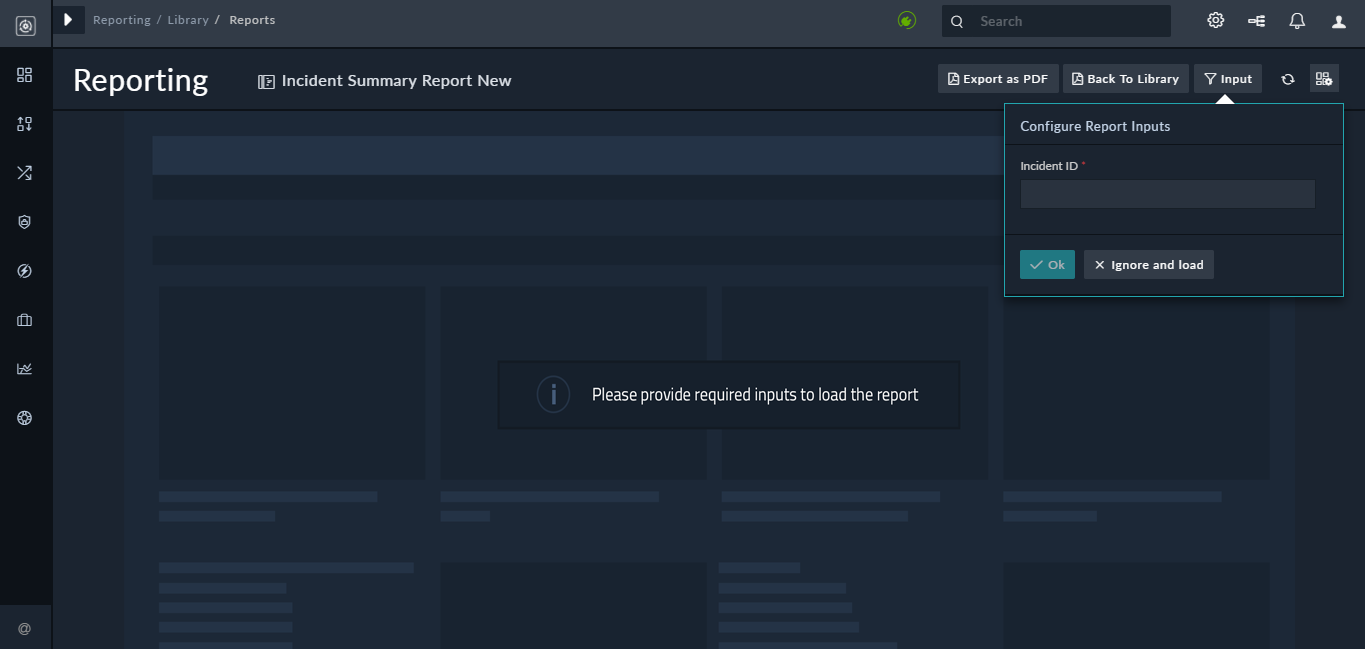 Reporting page that requires inputs from users