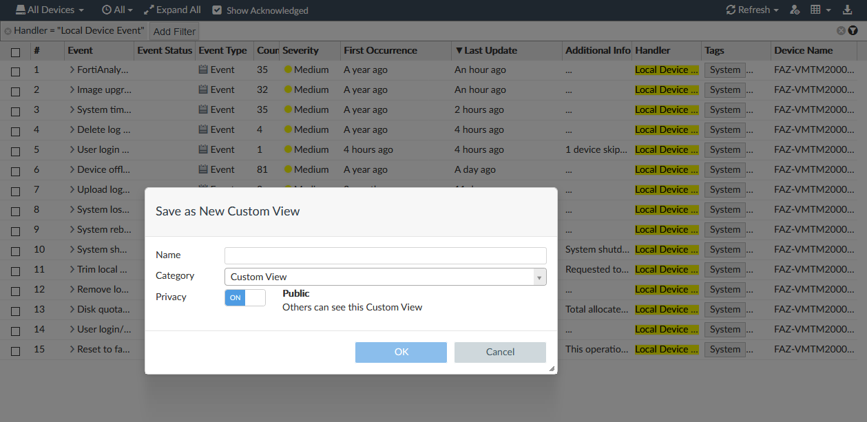 Creating custom views | FortiAnalyzer 7.2.4 | Fortinet Document Library