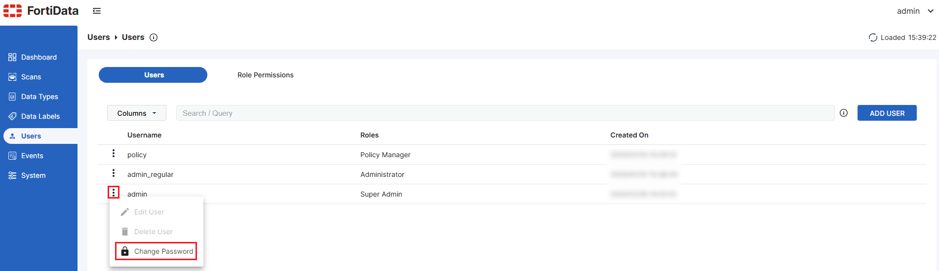 Users | FortiData 7.6.0 | Fortinet Document Library