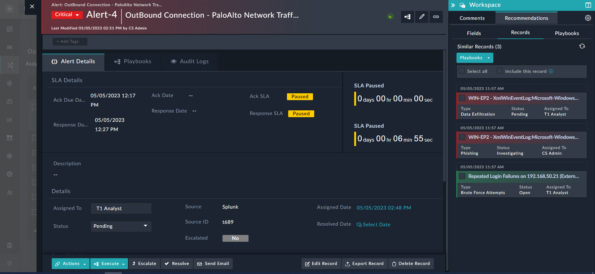 Recommendation Pane with all tabs enabled