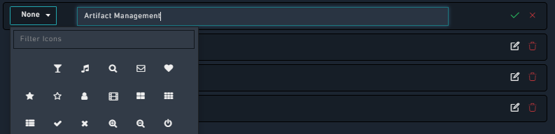 Example of editing a two-level menu group