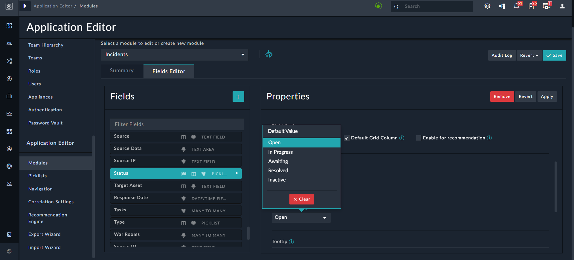 Default Value option
