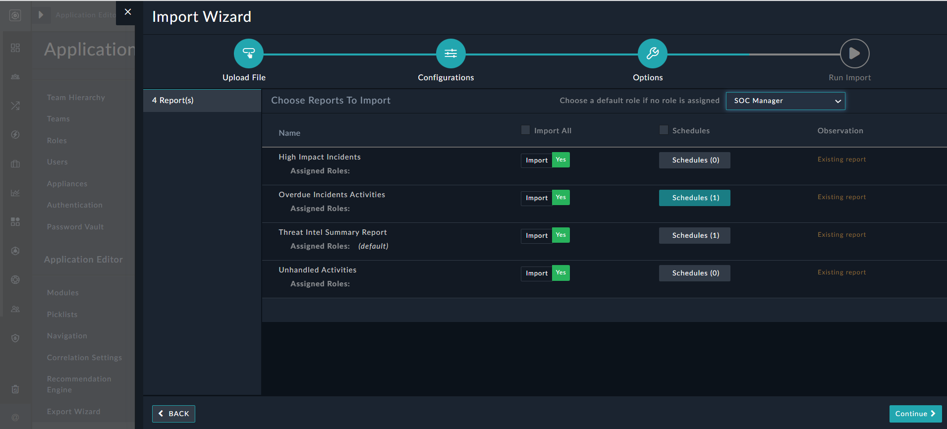 Import Wizard Reports page