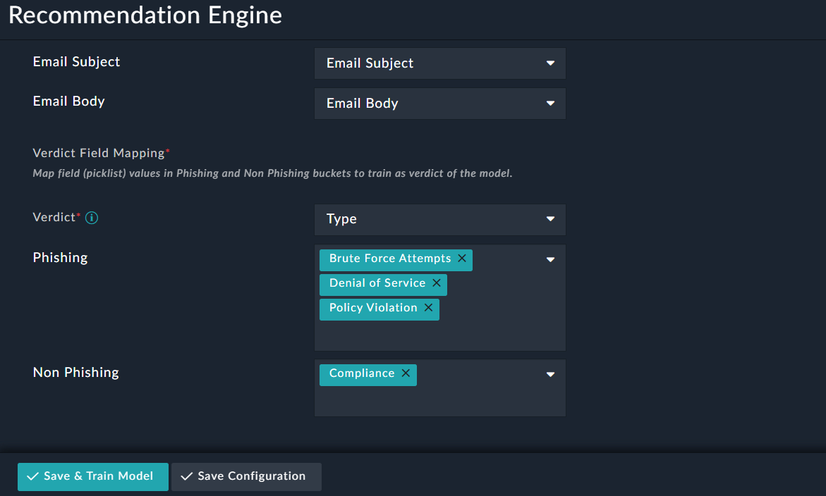 Phishing Classification - FSR Module Field Mapping and Verdict Mapping for the 'Type' field