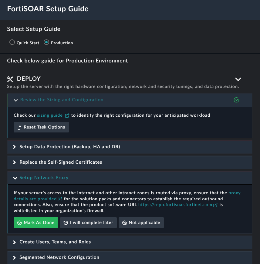 Setup Guide - Task Options
