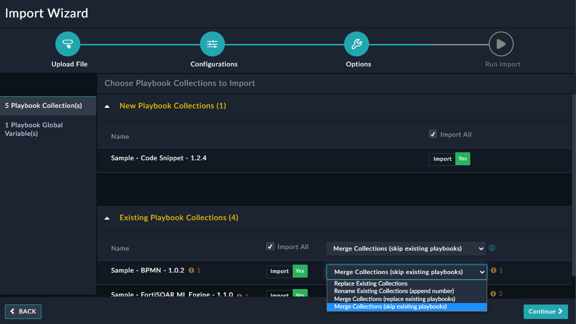Import Configurations - Playbook Collections