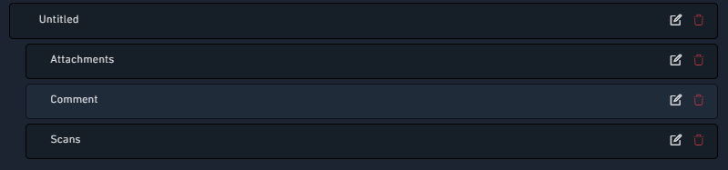 Example of a two-level menu group
