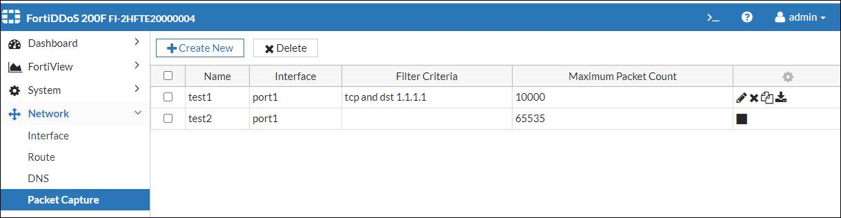 Packet Capture Fortigate Packet Capture | FortiDDoS-F 6.2.1