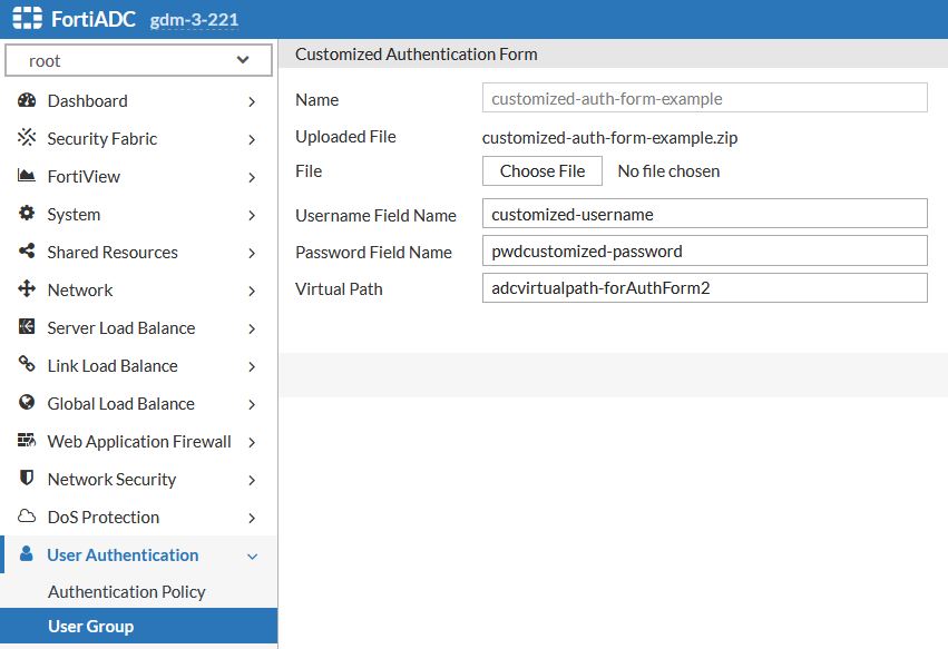 Configuring customized authentication forms | FortiADC 7.4.0 | Fortinet ...