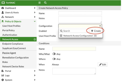 3. Create Network Access Policy | FortiNAC-F 7.2.0 | Fortinet Document ...
