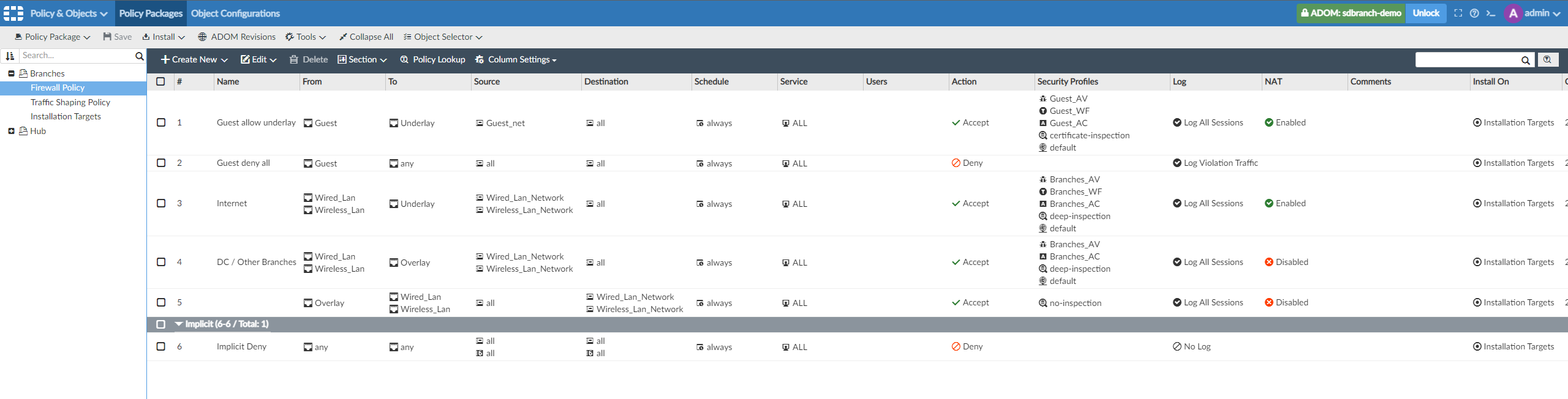Updating policy packages | FortiGate / FortiOS 6.4.0 | Fortinet ...