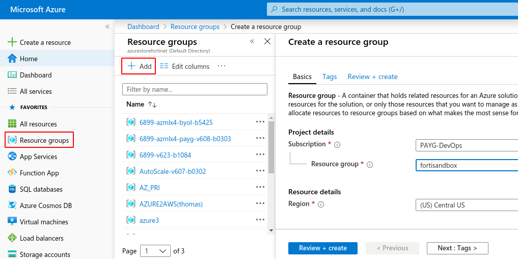 Create a resource group | FortiSandbox Public Cloud 4.4.0 | Fortinet ...