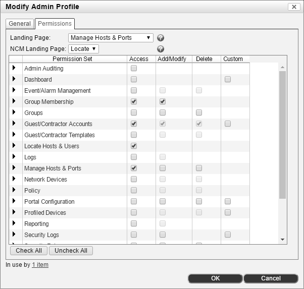 Add an admin profile FortiNAC 8.5.0