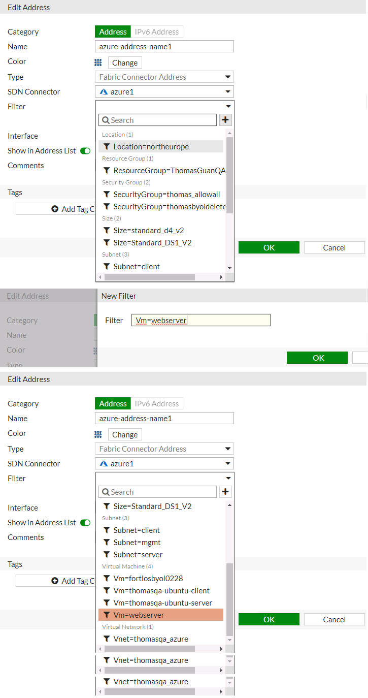 Screenshot displays the creation of custom filters.