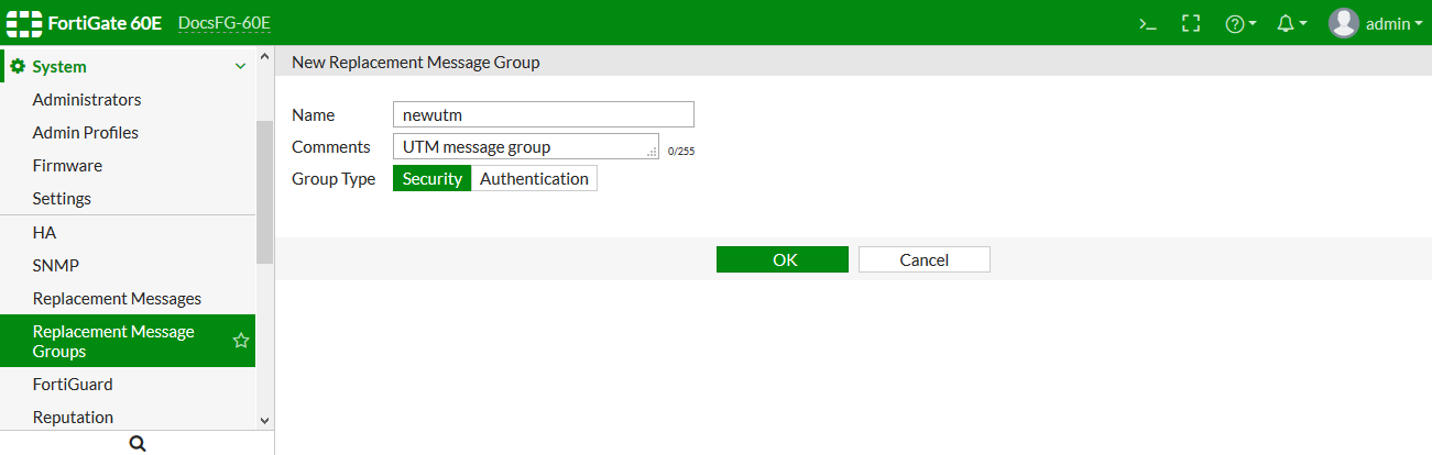 Replacement message groups | FortiGate / FortiOS 6.2.15 | Fortinet ...