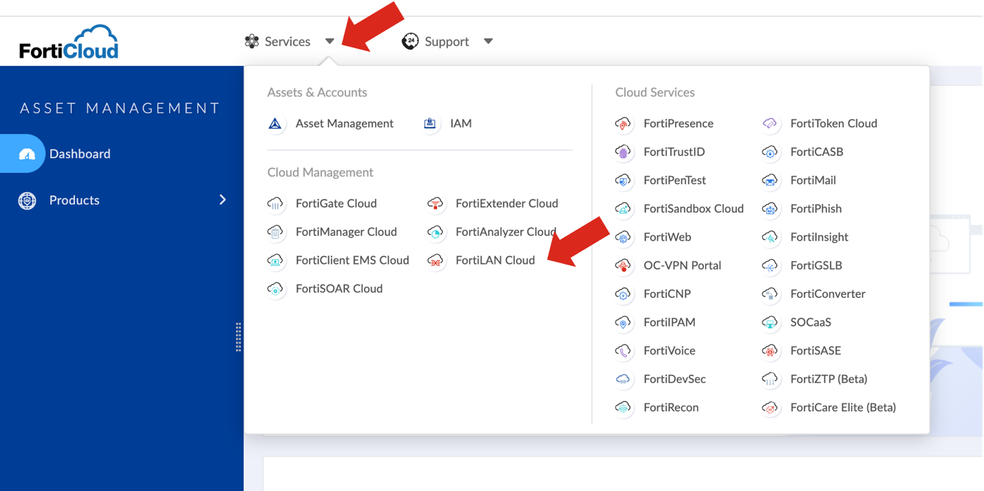 Two Login paths – Support vs FortiLAN Cloud | FortiLAN Cloud 24.2.0 ...