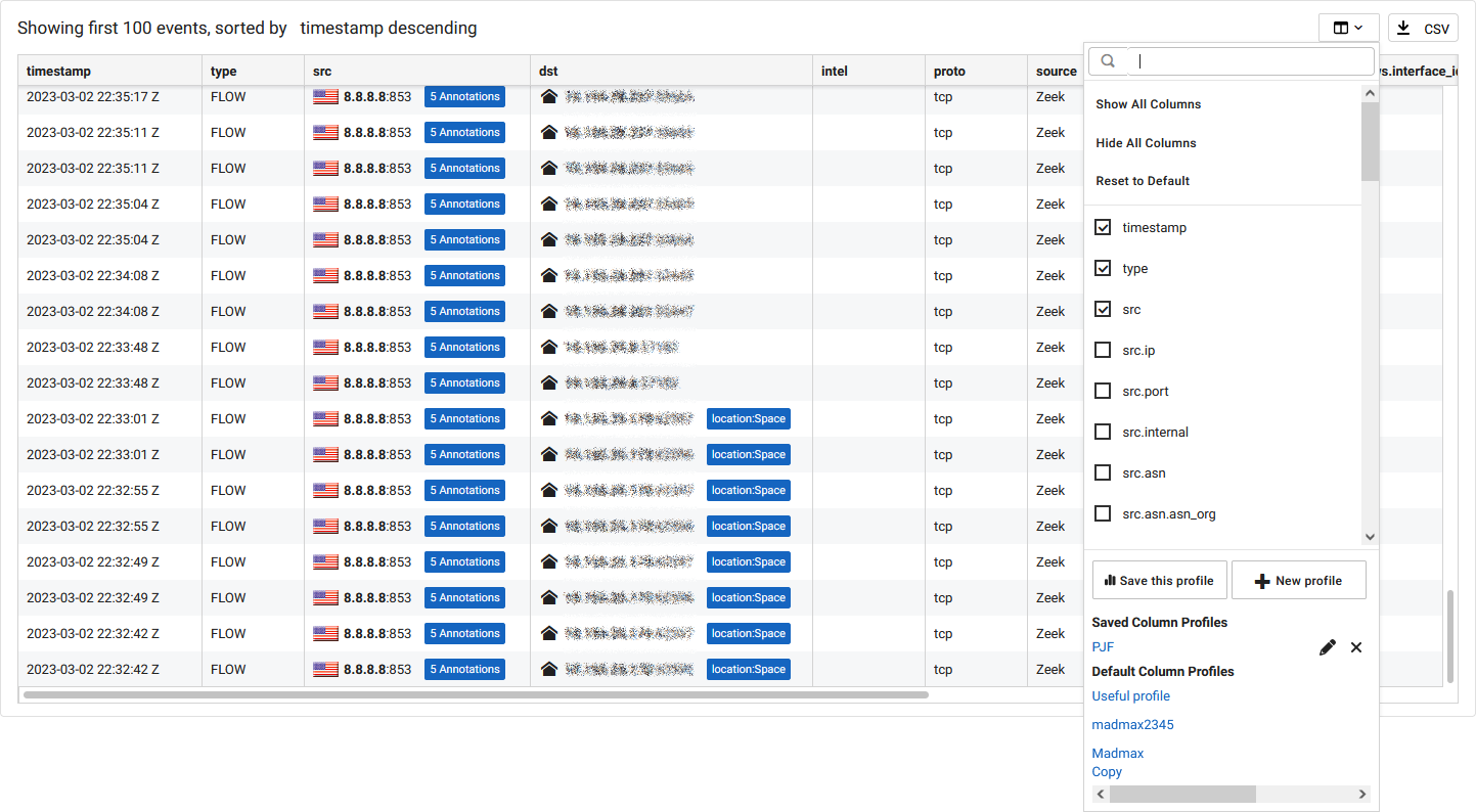 Column profile overview | FortiNDR Cloud 2023.2.0