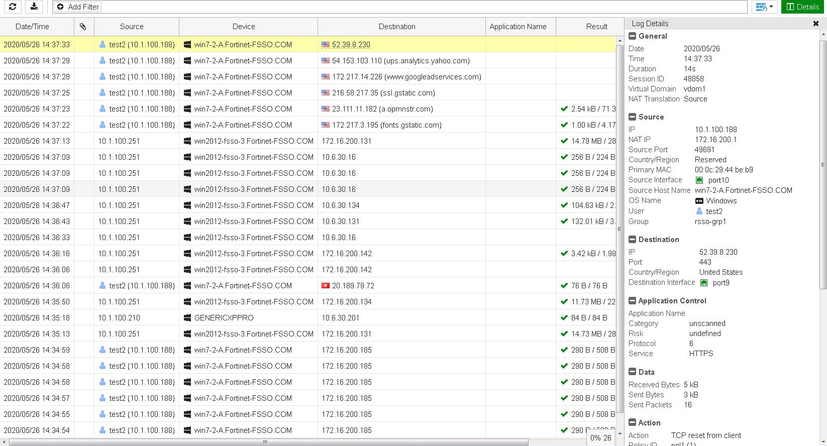 Rsso Fortigate Flow Comunication RSSO information for authenticated destination users in logs ...
