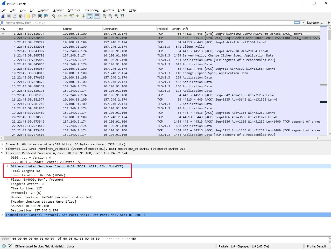 DSCP tagged VoIP traffic analysis