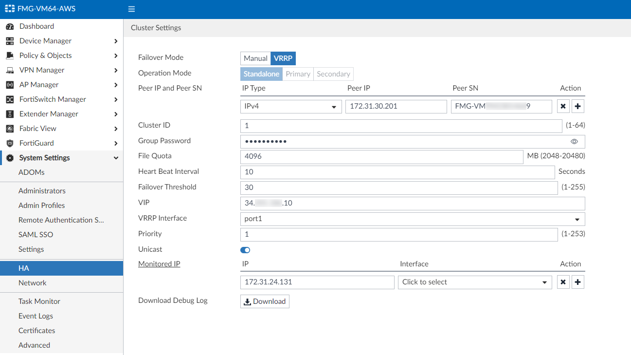 AWS FortiManager-VM HA and EIP | FortiManager Public Cloud 7.6.0 | Fortinet  Document Library