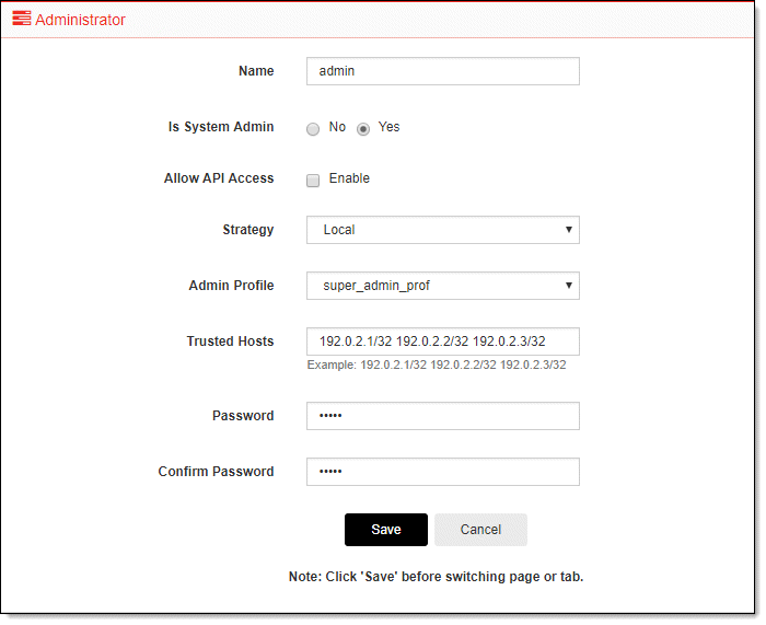 Managing administrator users | FortiDDoS 5.7.2 | Fortinet Document Library