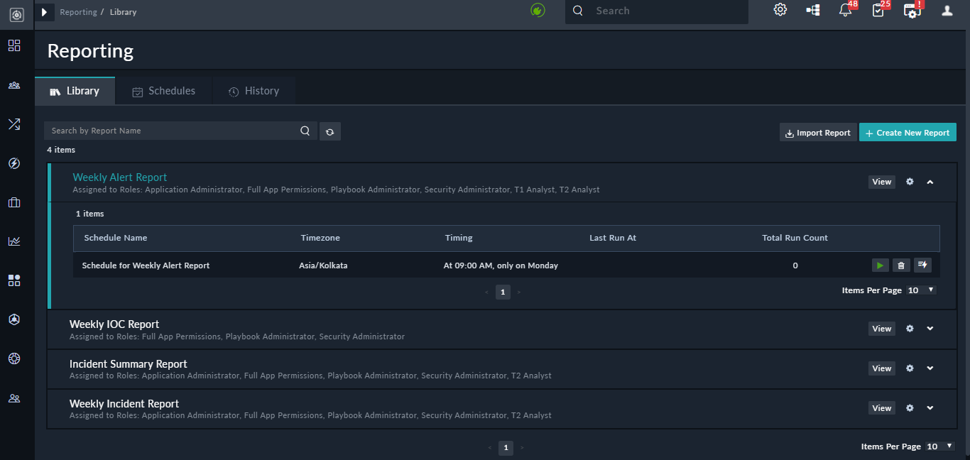 Reports page