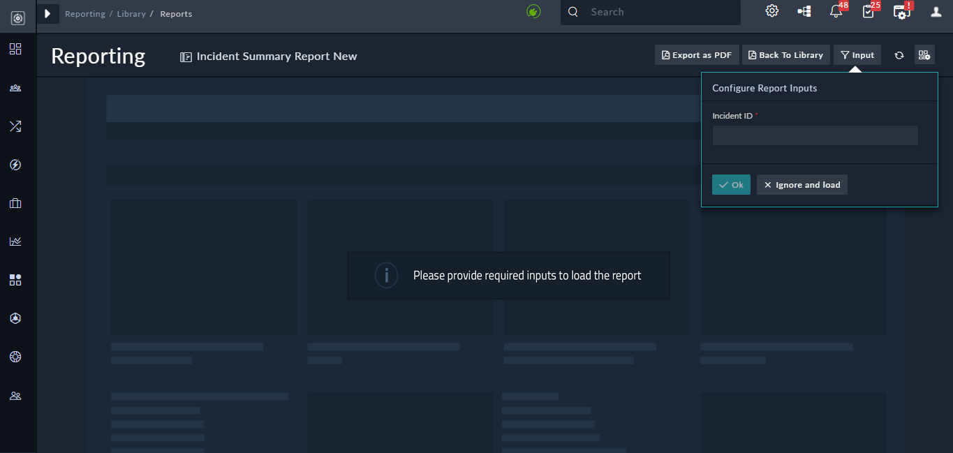 Reporting page that requires inputs from users