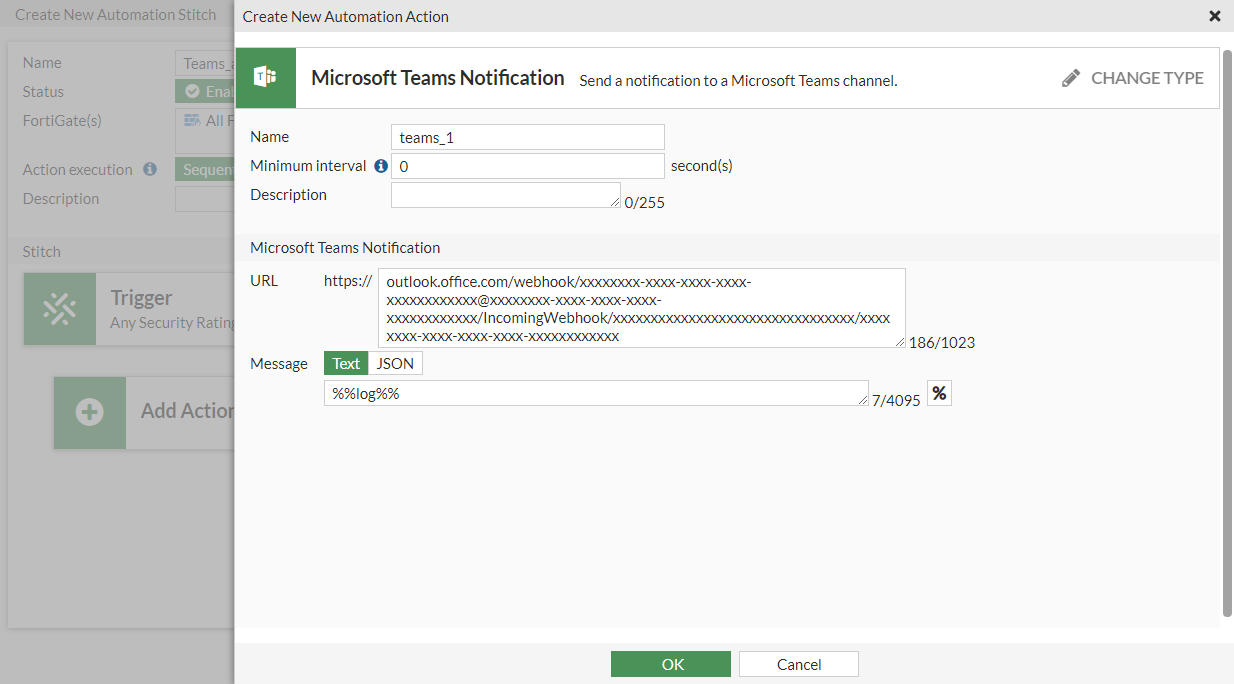 Microsoft Teams Notification action | FortiGate / FortiOS 7.6.5 | Fortinet  Document Library