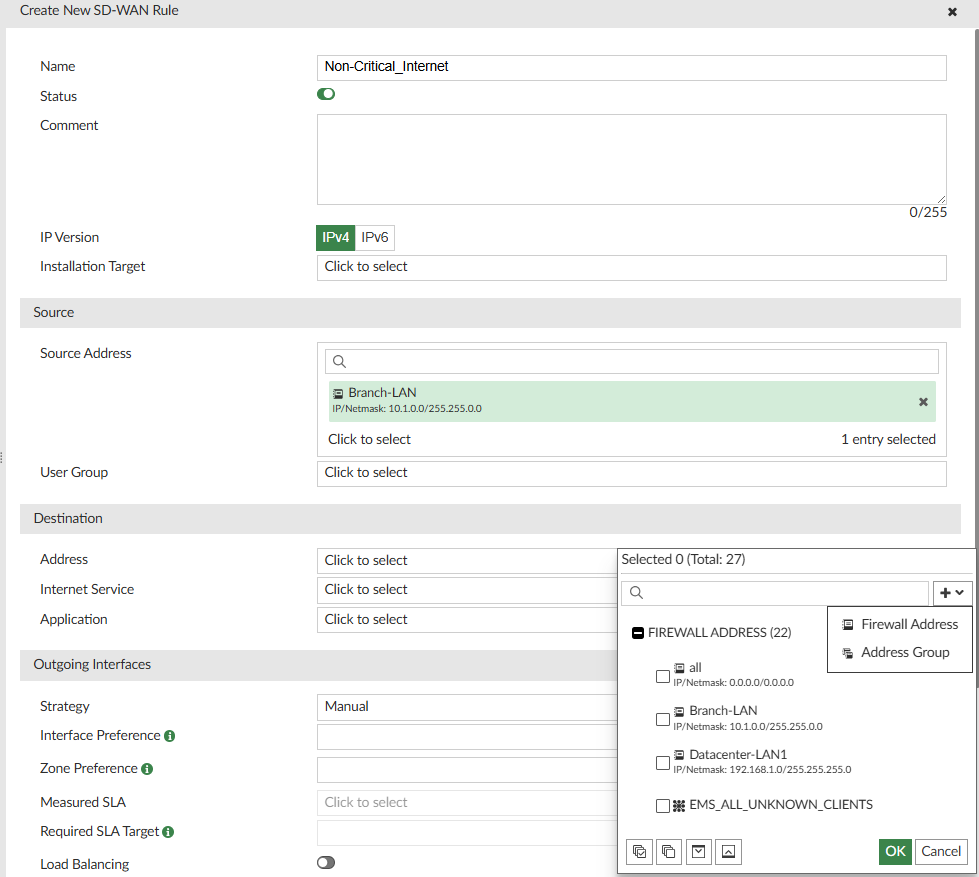 Create rule: Non-Critical_Internet | FortiManager 7.6.0 | Fortinet ...