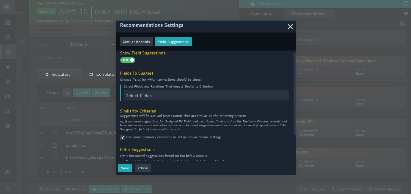 Enabling predicting values of field values