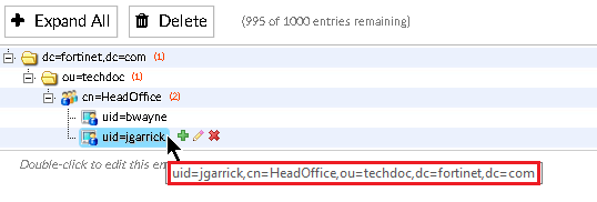 Creating the LDAP directory tree on the FortiAuthenticator ...