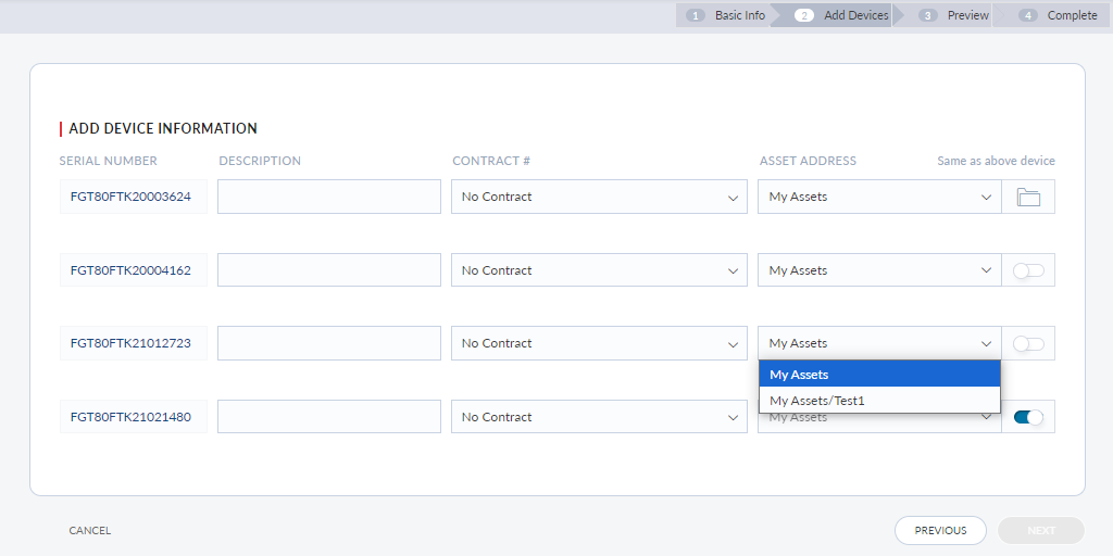 Bulk Registration | FortiCloud Services 25.2.0 | Fortinet Document Library