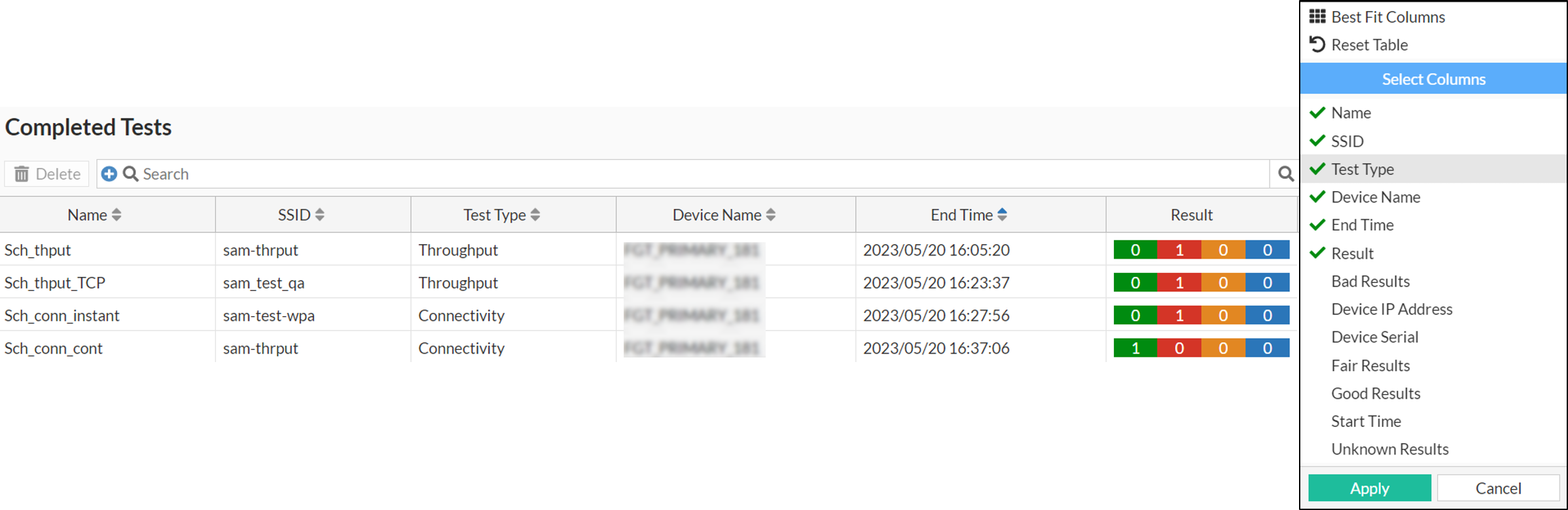 Results | FortiAIOps 2.1.0 | Fortinet Document Library