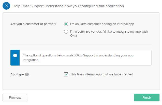 Configuring the Okta developer account IdP application ...