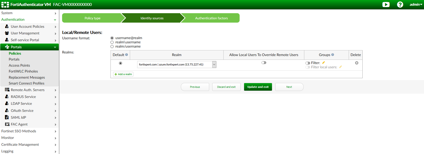 Create the self-service portal policy | FortiAuthenticator 6.6.0 ...
