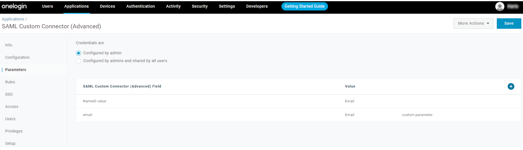 Configuring application parameters on OneLogin | FortiAuthenticator 6.6 ...