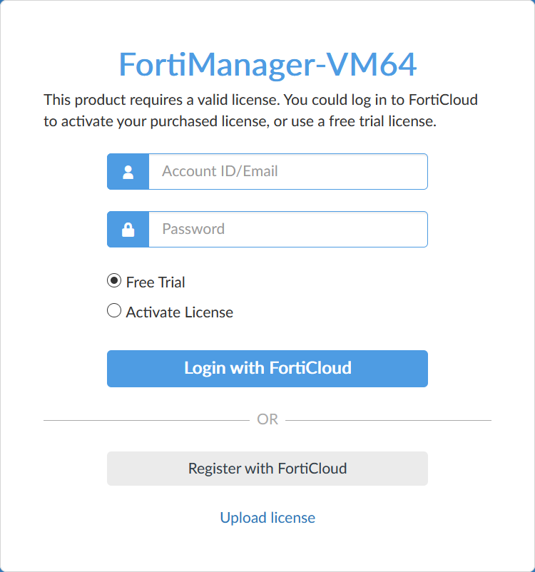 Activating a free trial of FortiManager VM | FortiManager 7.4.0