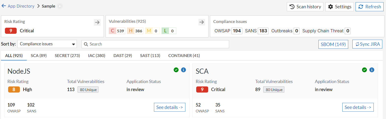 Viewing Scanned Application Details | FortiDevSec VM 3.0.0 | Fortinet ...