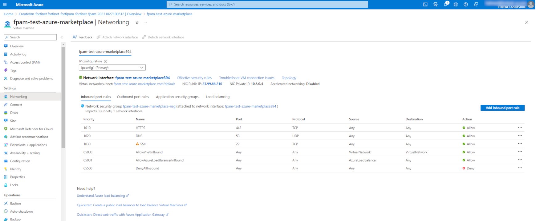Deploying FortiPAM-VM from the Azure Marketplace | FortiPAM Public ...