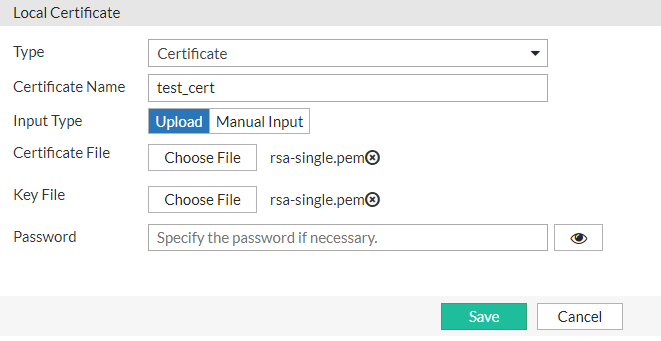 Importing a local certificate | FortiADC 7.4.8 | Fortinet Document Library