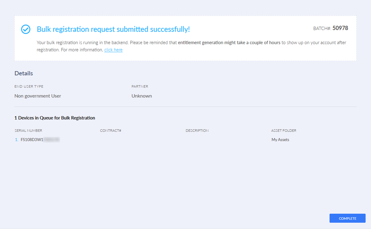 Bulk Registration | FortiCloud Services 24.3.0 | Fortinet Document Library
