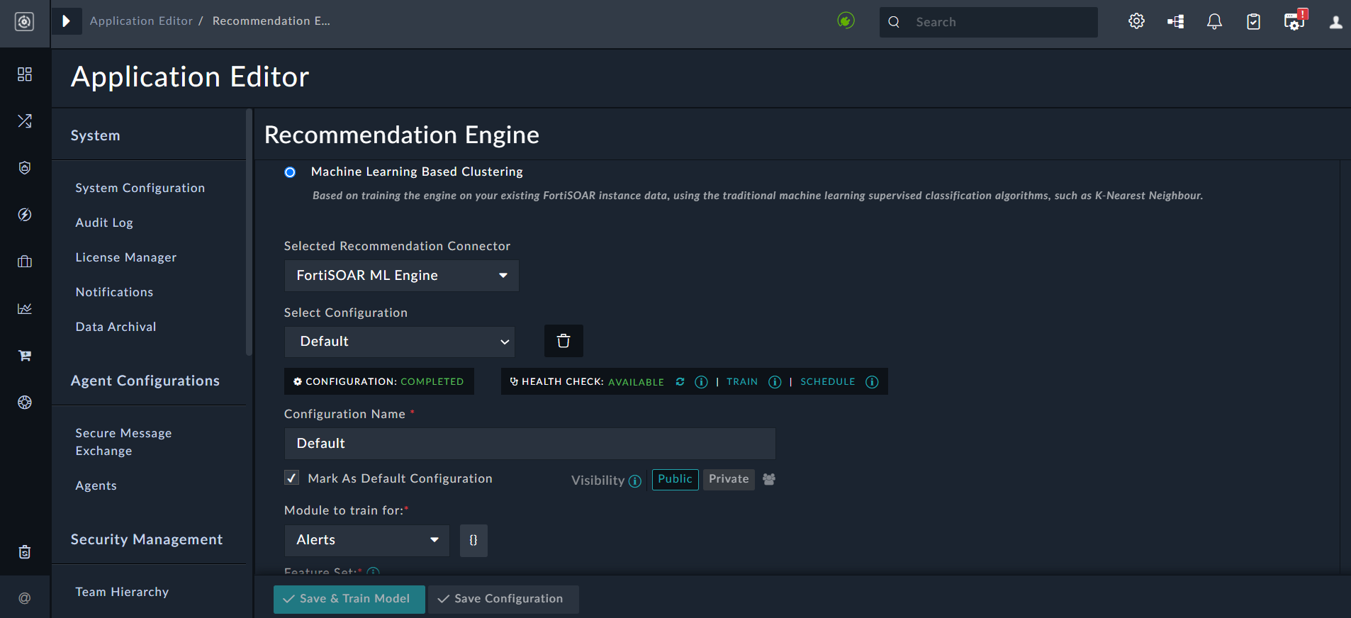 Recommendation Engine - Configured along with the training dataset