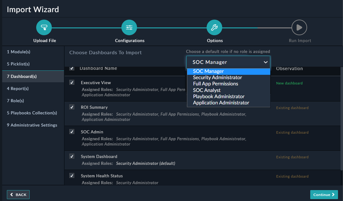 Import Configurations - Dashboards