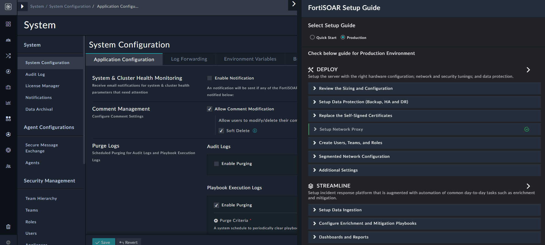 Setup Guide - Production tasks and details for the Deploy task