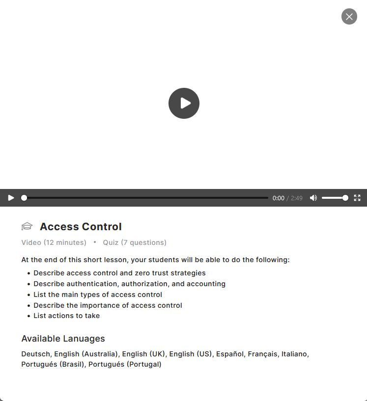Previewing individual module videos | Security Awareness and Training ...